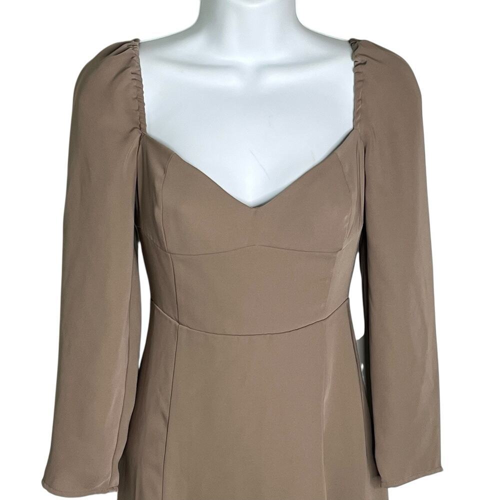 Wilfred Aritzia Tulum Midi Dress Women's Size 2 High Slit Sweetheart Neck Taupe - Picture 4 of 8